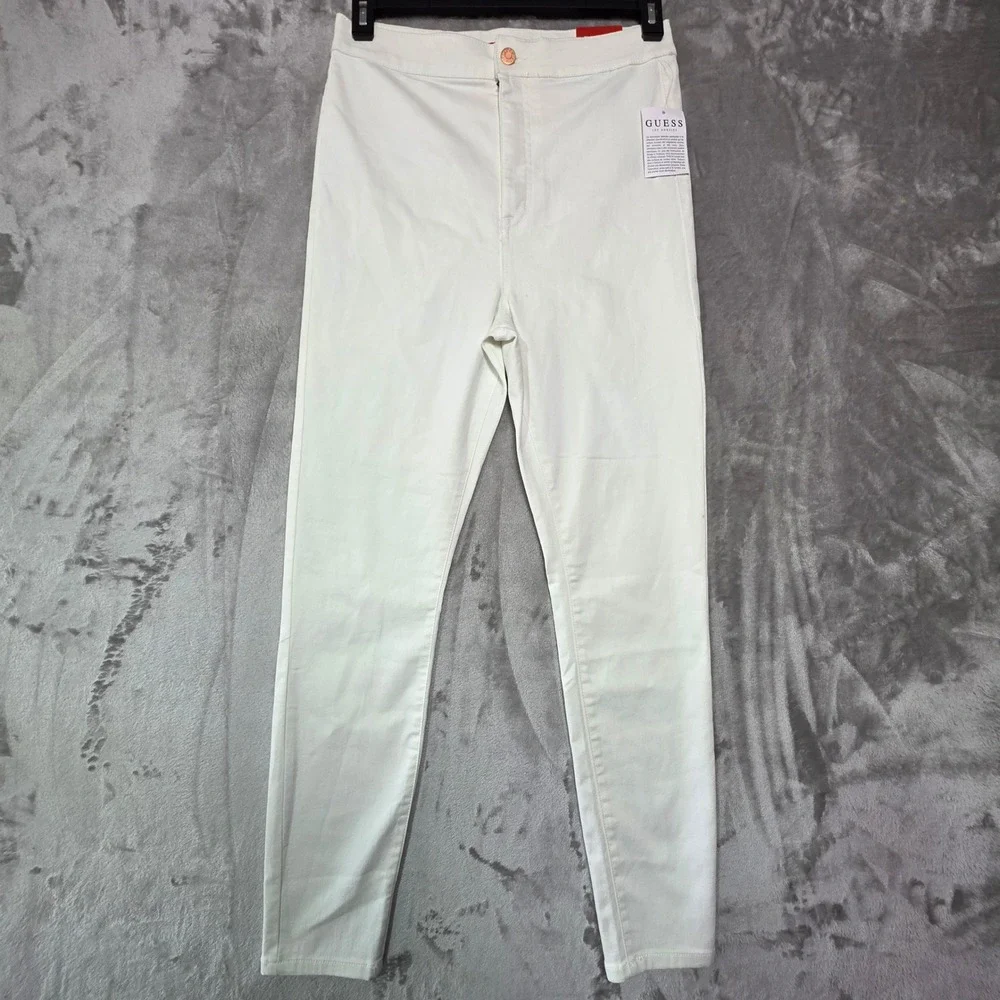 Guess Nova Curvy Ultra High Waist Skinny Pants White Wash Size 31